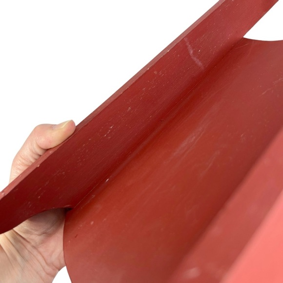 Red Hand Painted Snowy Snowmen Let It Snow Mini Hanging Sled Decor - Picture 9 of 10